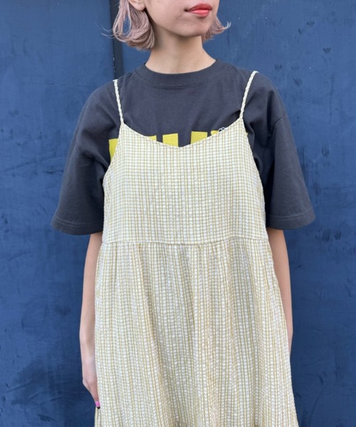 CIAOPANIC(チャオパニック)の「【リバイバル】シアーチェックティアードキャミワンピース(ワンピース・レディース・ホワイト/ブラック/ブラウン/イエロー/グリーン/チェック・1/0)」の12枚目の写真