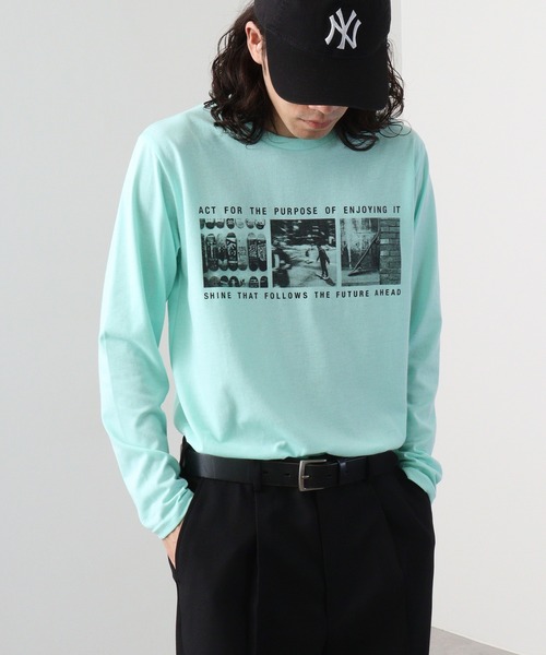 FUNALIVE(ファンアライブ)の「フォトプリントロングスリーブTシャツ(Tシャツ/カットソー・メンズ・ホワイト/ホワイト系その他/ライトグレー/スミクロ/ラベンダー/ミント/ホワイト系その他2/ブラック系その他/グレイッシュベージュ/サックスブルー/ブラック/ペールイエロー・M/L/LL)」の1枚目の写真