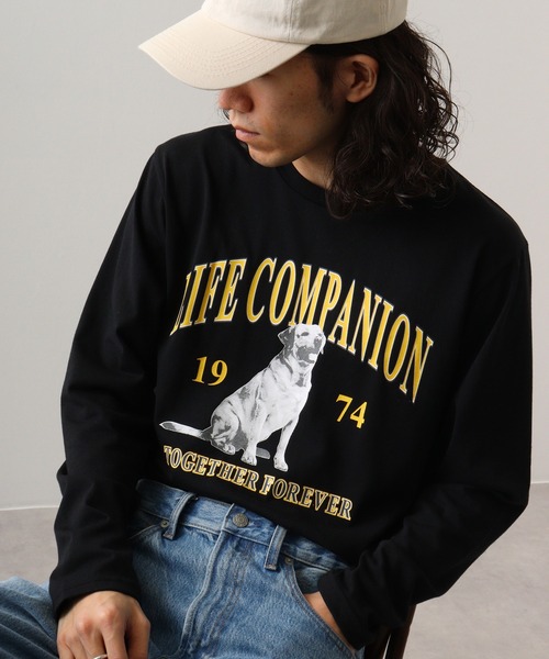 FUNALIVE(ファンアライブ)の「フォトプリントロングスリーブTシャツ(Tシャツ/カットソー・メンズ・ホワイト/ホワイト系その他/ライトグレー/スミクロ/ラベンダー/ミント/ホワイト系その他2/ブラック系その他/グレイッシュベージュ/サックスブルー/ブラック/ペールイエロー・M/L/LL)」の5枚目の写真