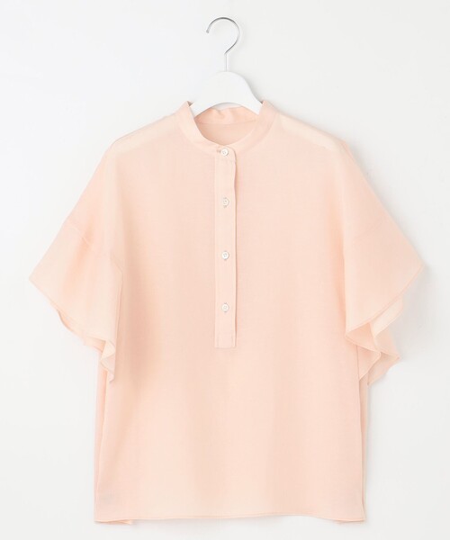 自由区(ジユウク)の「【洗える】テンセルリネンデザイン ブラウス(シャツ/ブラウス・レディース・ピンク系/グレー系1/サックスブルー系1/アイボリー系・32)」の4枚目の写真