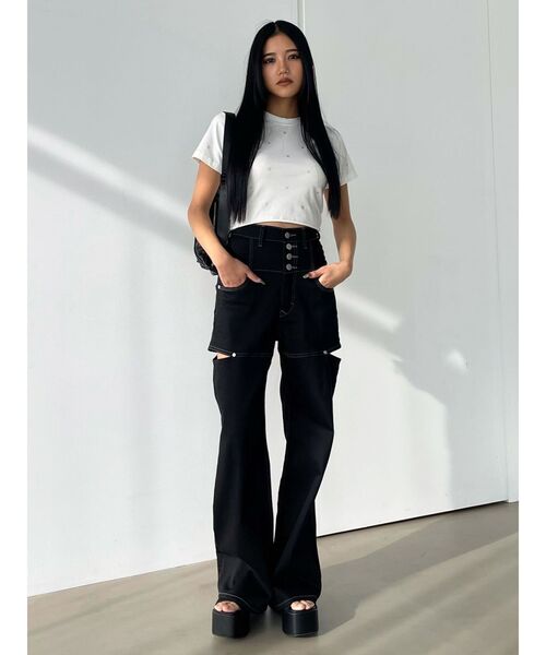 EMODA(エモダ)の「ドットストーンコンパクトTシャツ(Tシャツ/カットソー・レディース・ネイビー/ホワイト/ブラック/グレー・FREE)」の7枚目の写真