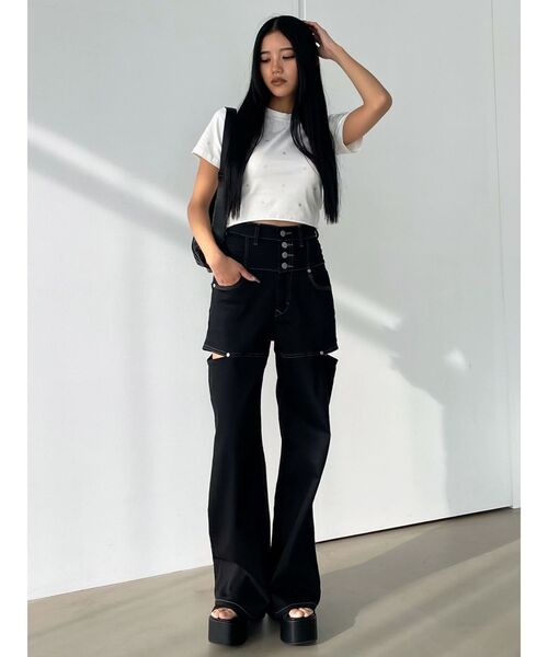 EMODA(エモダ)の「ドットストーンコンパクトTシャツ(Tシャツ/カットソー・レディース・ネイビー/ホワイト/ブラック/グレー・FREE)」の8枚目の写真