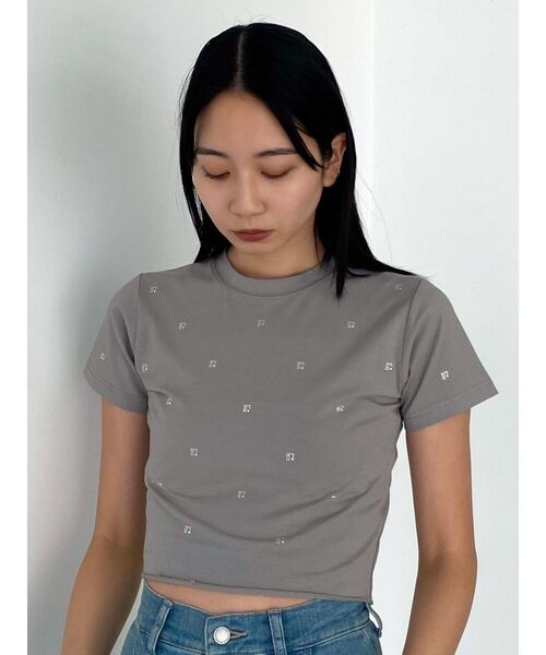 EMODA(エモダ)の「ドットストーンコンパクトTシャツ(Tシャツ/カットソー・レディース・ネイビー/ホワイト/ブラック/グレー・FREE)」の15枚目の写真