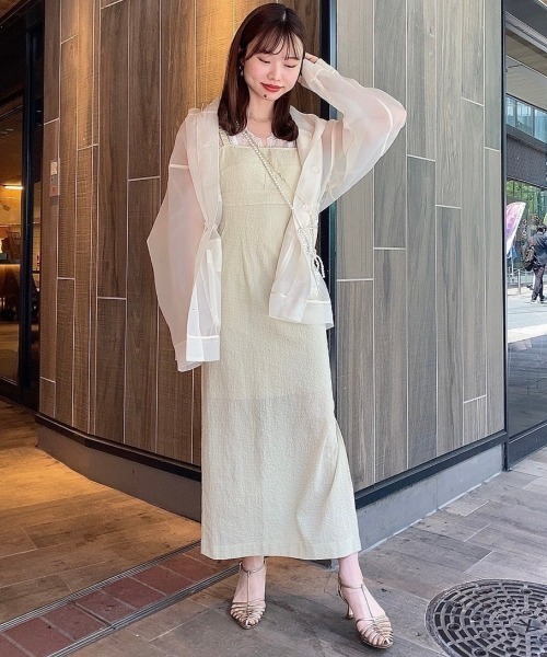 DEICY（デイシー）の「ライトチェックビスチェワンピース（ワンピース・レディース・アイボリー・0）」の3枚目の写真