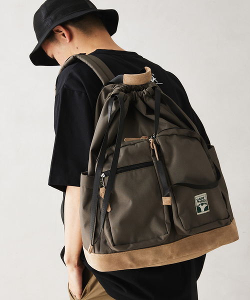 OUTDOOR PRODUCTS（アウトドアプロダクツ）の「【OUTDOOR PRODUCTS】別注 DRAWSTRING バックパック（ショルダーバッグ・メンズ・ネイビー/カーキ/ブラック・FREE）」の3枚目の写真