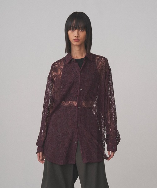 JUHA ユハ　レースシャツ　ピンク Juha（ユハ）の「CODE LACE L/S SHIRT（シャツ/ブラウス）」 - WEAR