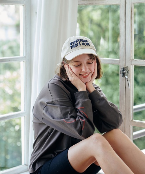 MAZZZZY（マジ―）の「heart print L/S T-shirt/ハートプリントロンTEE（Tシャツ/カットソー・レディース・チャコールグレー/ホワイト/モカ・FREE）」の11枚目の写真