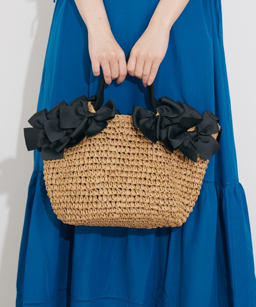 KATHARINE ROSS（キャサリンロス）の「【KATHARINE ROSS】WEB限定 フリルペーパーバッグ（かごバッグ・レディース・ベージュ/ブラック・MEDIUM）」の12枚目の写真