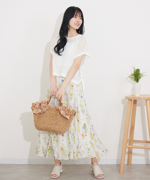KATHARINE ROSS（キャサリンロス）の「【KATHARINE ROSS】WEB限定 フリルペーパーバッグ（かごバッグ・レディース・ベージュ/ブラック・MEDIUM）」の15枚目の写真