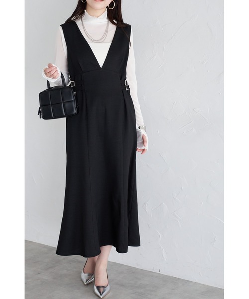 &. NOSTALGIA（アンドドットノスタルジア）の「【ZOZO限定】ツイードライクウエストサイドベルトジャンスカ（ジャンパースカート・レディース・ブラック・M）」の3枚目の写真