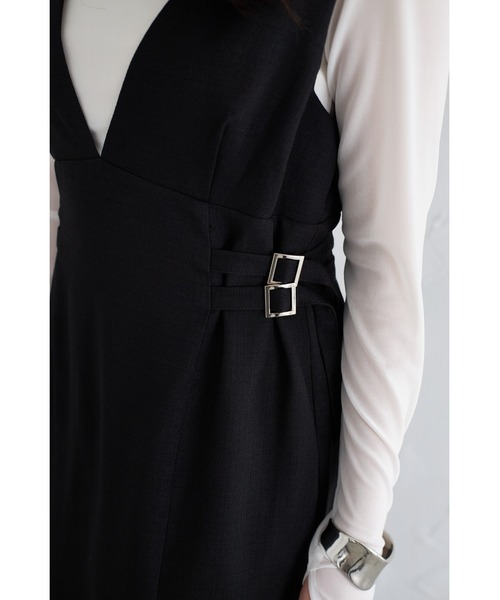 &. NOSTALGIA（アンドドットノスタルジア）の「【ZOZO限定】ツイードライクウエストサイドベルトジャンスカ（ジャンパースカート・レディース・ブラック・M）」の6枚目の写真