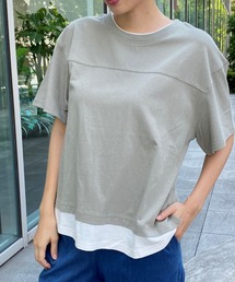 コットンUSA裾レイヤードTシャツ