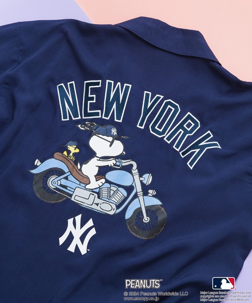 【PEANUTS×MLB】オリジナルデザイン ナイロンパファージャケット 中綿ジャケット ヤンキース ドジャース ホワイトソックス main image 1