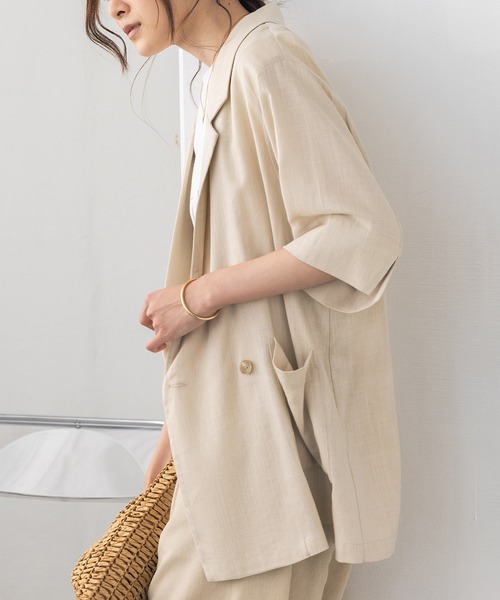 hunch（ハンチ）の「接触冷感半袖ジャケット（テーラードジャケット