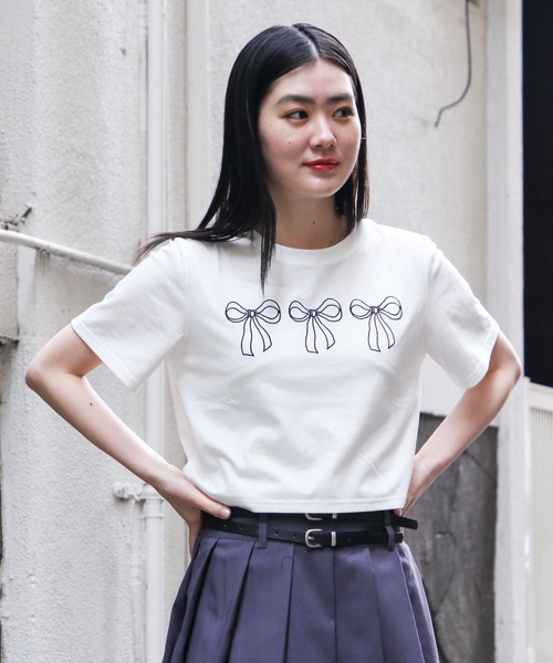 3.3 Field Trip （3.3フィールドトリップ）の「3.3 Field Trip／シシュウリボンT（Tシャツ/カットソー・レディース・ブラック/ホワイト・FREE）」の5枚目の写真