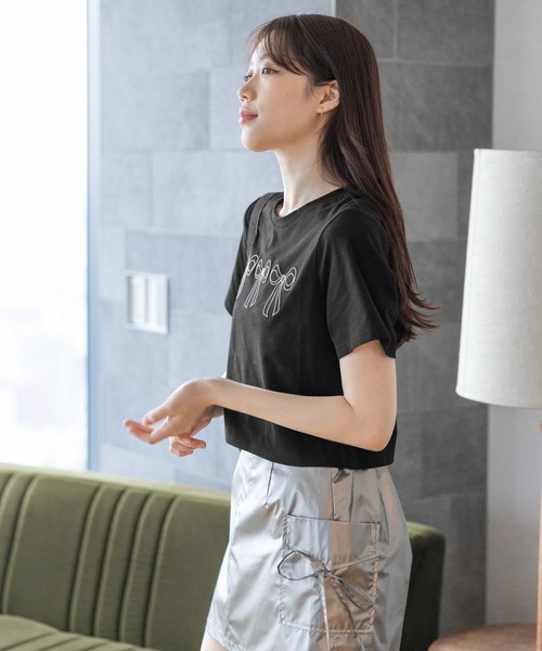 3.3 Field Trip （3.3フィールドトリップ）の「3.3 Field Trip／シシュウリボンT（Tシャツ/カットソー・レディース・ブラック/ホワイト・FREE）」の8枚目の写真