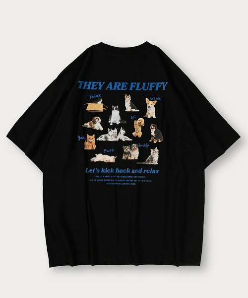 SlashDate（スラッシュデイト）の「イヌネコプリント 半袖Tシャツ アニマルプリント オーバーサイズ バックプリント（Tシャツ/カットソー・メンズ・ホワイト/ブラック/ピンク/ホワイト系その他・M/L）」の10枚目の写真