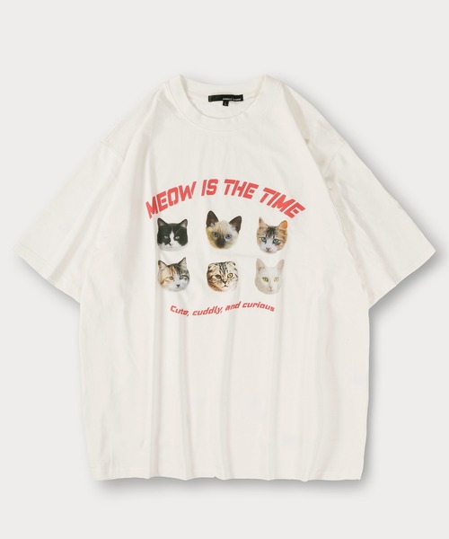 SlashDate（スラッシュデイト）の「イヌネコプリント 半袖Tシャツ アニマルプリント オーバーサイズ バックプリント（Tシャツ/カットソー・メンズ・ホワイト/ブラック/ピンク/ホワイト系その他・M/L）」の9枚目の写真