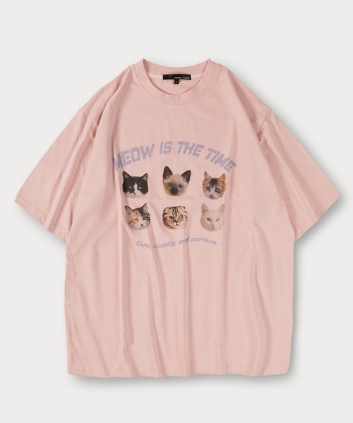 セール】イヌネコプリント 半袖Tシャツ アニマルプリント