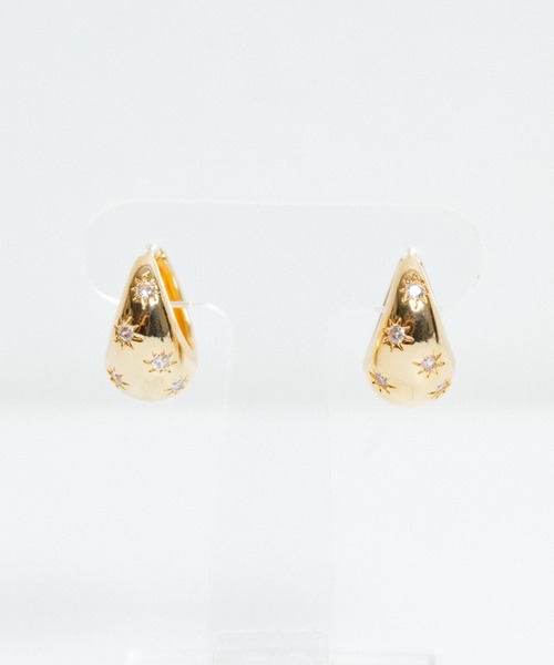 whim(ウィム)の「【NEW】Stone embed tiny hoop pierce(ピアス(両耳用)・レディース・シルバー/ゴールド・FREE)」の1枚目の写真