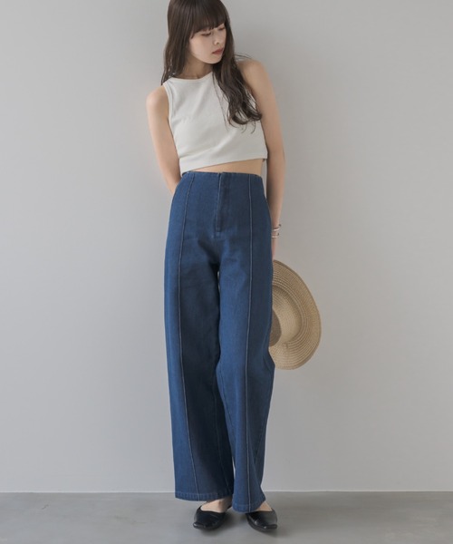 NEUNA（ヌナ）の「センターラインストレートパンツ（デニムパンツ・レディース・インディゴブルー/ホワイト/ブラック・SMALL/MEDIUM/LARGE）」の7枚目の写真