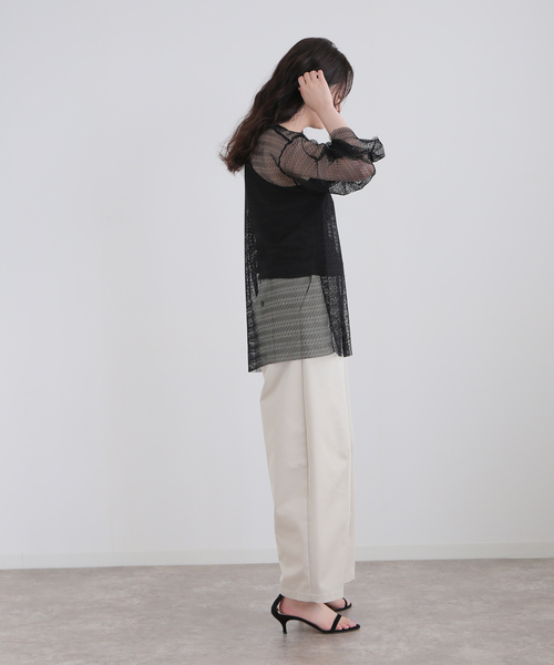 JOURNAL STANDARD（ジャーナルスタンダード）の「バイカラーネットビッグプルオーバー（Tシャツ/カットソー・レディース・ブラック/ブラウン・FREE）」の4枚目の写真