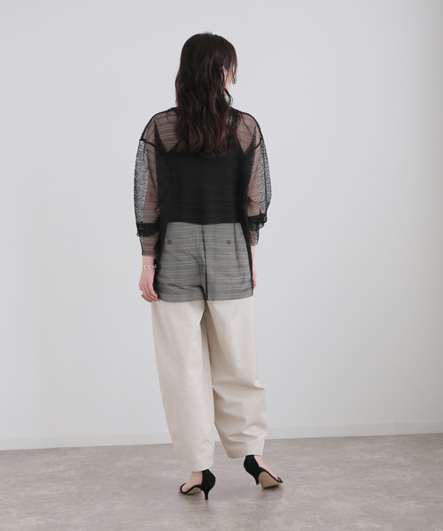 JOURNAL STANDARD（ジャーナルスタンダード）の「バイカラーネットビッグプルオーバー（Tシャツ/カットソー・レディース・ブラック/ブラウン・FREE）」の5枚目の写真
