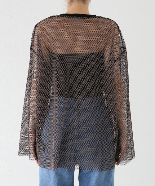 JOURNAL STANDARD（ジャーナルスタンダード）の「バイカラーネットビッグプルオーバー（Tシャツ/カットソー・レディース・ブラック/ブラウン・FREE）」の8枚目の写真