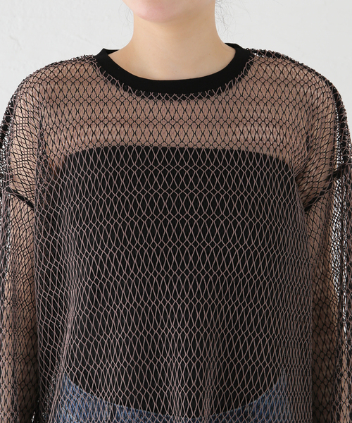 JOURNAL STANDARD（ジャーナルスタンダード）の「バイカラーネットビッグプルオーバー（Tシャツ/カットソー・レディース・ブラック/ブラウン・FREE）」の9枚目の写真
