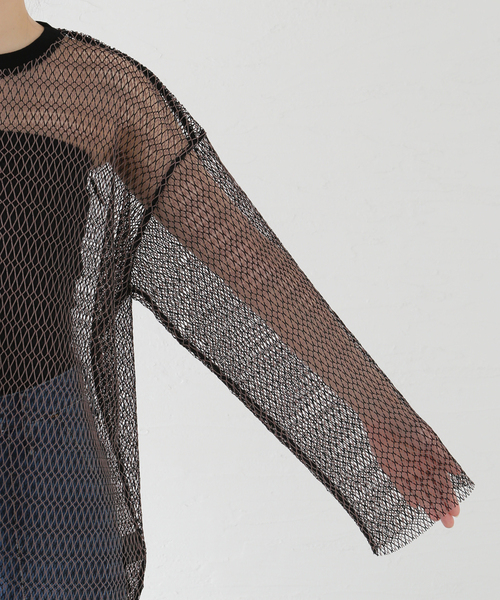 JOURNAL STANDARD（ジャーナルスタンダード）の「バイカラーネットビッグプルオーバー（Tシャツ/カットソー・レディース・ブラック/ブラウン・FREE）」の11枚目の写真