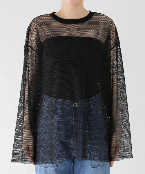 JOURNAL STANDARD（ジャーナルスタンダード）の「バイカラーネットビッグプルオーバー（Tシャツ/カットソー・レディース・ブラック/ブラウン・FREE）」の15枚目の写真