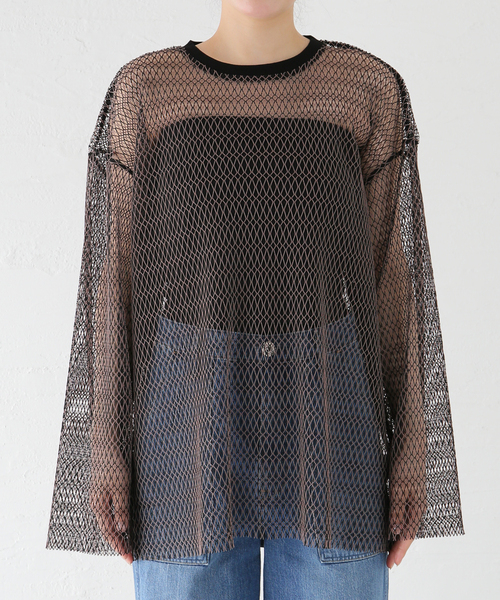 JOURNAL STANDARD（ジャーナルスタンダード）の「バイカラーネットビッグプルオーバー（Tシャツ/カットソー・レディース・ブラック/ブラウン・FREE）」の17枚目の写真