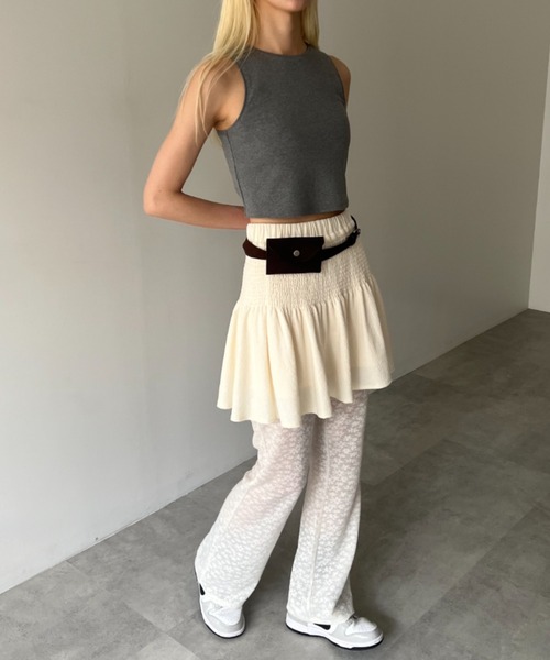 GIUNON（ジウノン）の「stretch american sleeve tank / ストレッチアメリカンスリーブタンク（タンクトップ・レディース・グレー・FREE）」の9枚目の写真