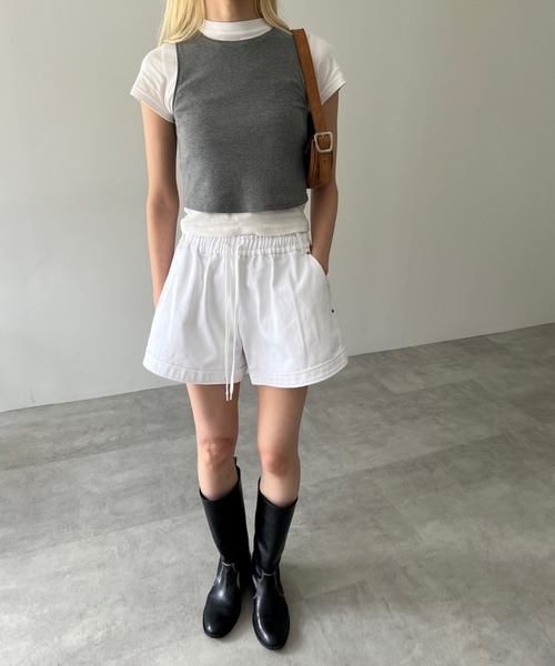 GIUNON（ジウノン）の「stretch american sleeve tank / ストレッチアメリカンスリーブタンク（タンクトップ・レディース・グレー・FREE）」の6枚目の写真