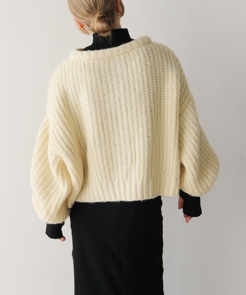 【セール】ボリュームスリーブオーバーカーディガン（カーディガン/ボレロ）｜select MOCA by son（セレクトモカバイソン）