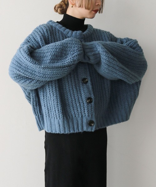 【セール】ボリュームスリーブオーバーカーディガン（カーディガン/ボレロ）｜select MOCA by son（セレクトモカバイソン）