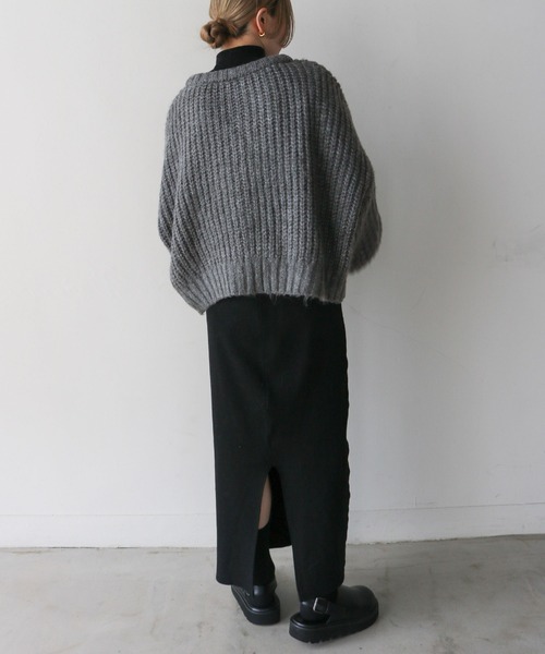 select MOCA by son（セレクトモカバイソン）の「ボリュームスリーブオーバーカーディガン（カーディガン/ボレロ・レディース・アイボリー/ブラック/チャコールグレー/グレイッシュブルー/グレイッシュベージュ・FREE/SMALL）」の15枚目の写真