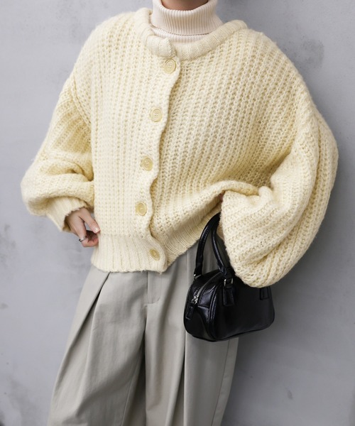 【セール】ボリュームスリーブオーバーカーディガン（カーディガン/ボレロ）｜select MOCA by son（セレクトモカバイソン）