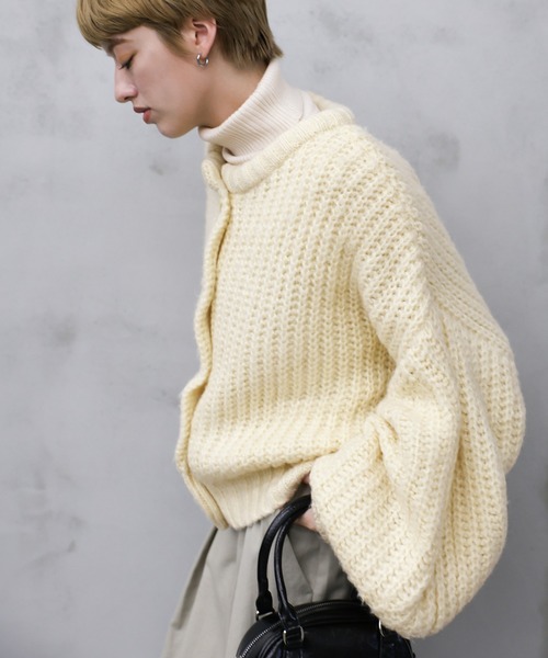 【セール】ボリュームスリーブオーバーカーディガン（カーディガン/ボレロ）｜select MOCA by son（セレクトモカバイソン）