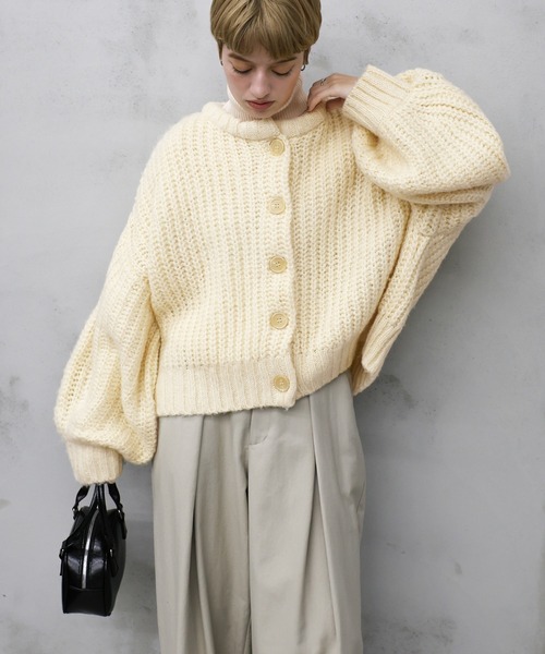 【セール】ボリュームスリーブオーバーカーディガン（カーディガン/ボレロ）｜select MOCA by son（セレクトモカバイソン）