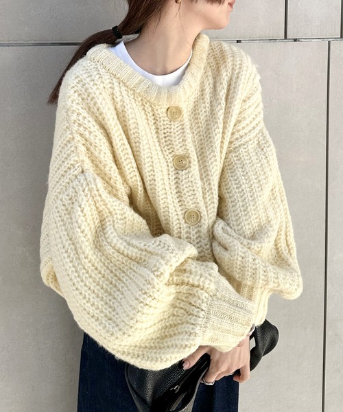 【セール】ボリュームスリーブオーバーカーディガン（カーディガン/ボレロ）｜select MOCA by son（セレクトモカバイソン）