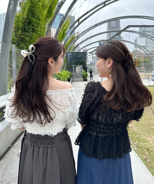 mysty woman(ミスティウーマン)の「リボンバンスクリップ 131902(バレッタ/ヘアクリップ・レディース・ベージュ/ライトピンク/ダークブラウン・FREE)」の13枚目の写真