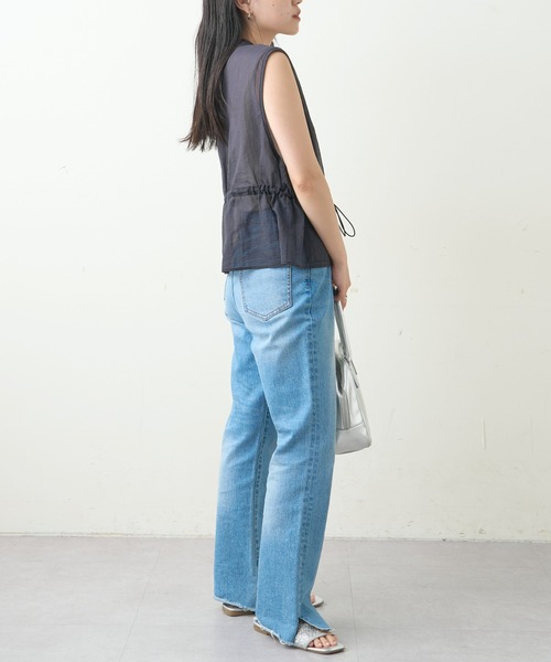 CIAOPANIC TYPY（チャオパニックティピー）の「シアーナイロンフィッシングクロップド丈ベスト（ベスト・レディース・ホワイト/ブラック/ピンク/カーキ・ONE SIZE）」の5枚目の写真