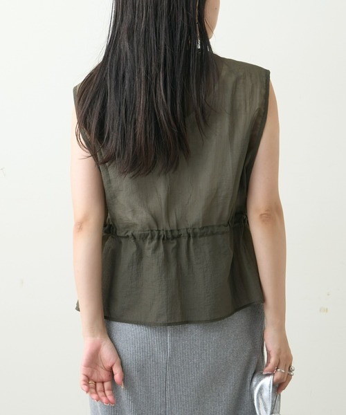 CIAOPANIC TYPY（チャオパニックティピー）の「シアーナイロンフィッシングクロップド丈ベスト（ベスト・レディース・ホワイト/ブラック/ピンク/カーキ・ONE SIZE）」の12枚目の写真