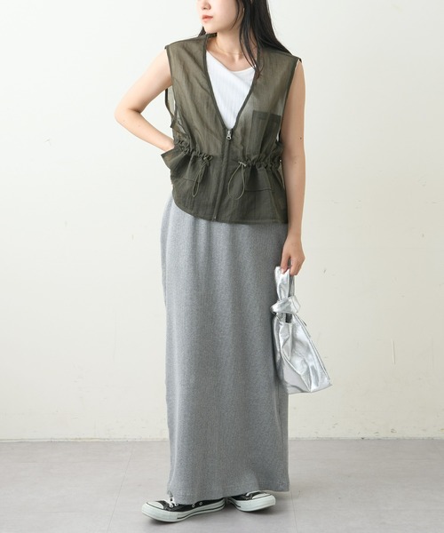 CIAOPANIC TYPY（チャオパニックティピー）の「シアーナイロンフィッシングクロップド丈ベスト（ベスト・レディース・ホワイト/ブラック/ピンク/カーキ・ONE SIZE）」の14枚目の写真