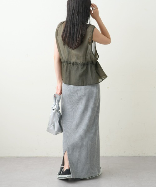 CIAOPANIC TYPY（チャオパニックティピー）の「シアーナイロンフィッシングクロップド丈ベスト（ベスト・レディース・ホワイト/ブラック/ピンク/カーキ・ONE SIZE）」の16枚目の写真