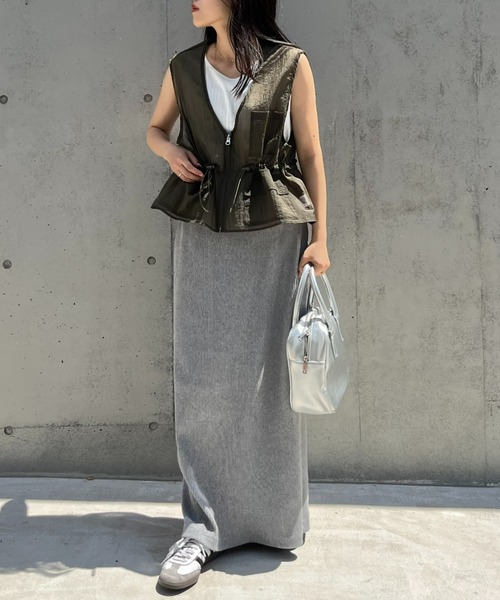 CIAOPANIC TYPY（チャオパニックティピー）の「シアーナイロンフィッシングクロップド丈ベスト（ベスト・レディース・ホワイト/ブラック/ピンク/カーキ・ONE SIZE）」の8枚目の写真