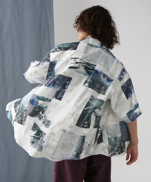 HARE（ハレ）の「グロッシーコラージュプリントシャツ(HARE)（シャツ/ブラウス・メンズ・ホワイト/ブルー/ブラック・FREE）」の16枚目の写真