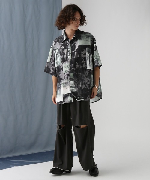 HARE（ハレ）の「グロッシーコラージュプリントシャツ(HARE)（シャツ/ブラウス・メンズ・ホワイト/ブルー/ブラック・FREE）」の17枚目の写真