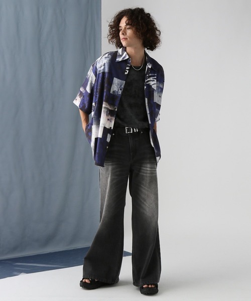 HARE（ハレ）の「グロッシーコラージュプリントシャツ(HARE)（シャツ/ブラウス・メンズ・ホワイト/ブルー/ブラック・FREE）」の19枚目の写真